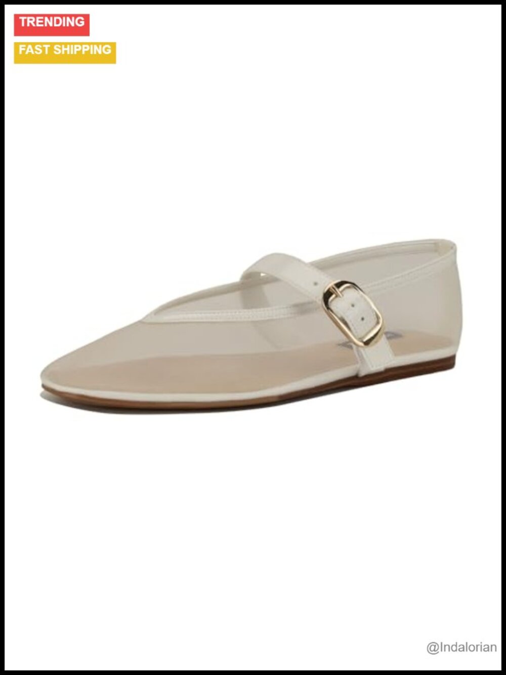 Textile Faux Patent Leather Mary Jane Flats with Mesh Detailing and Buckle